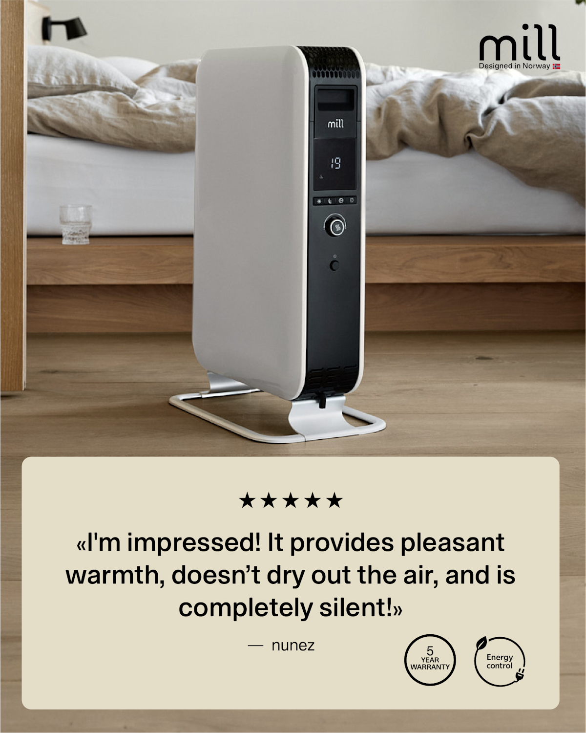 Mill Gentle Air Oil filled radiator 1000W - white