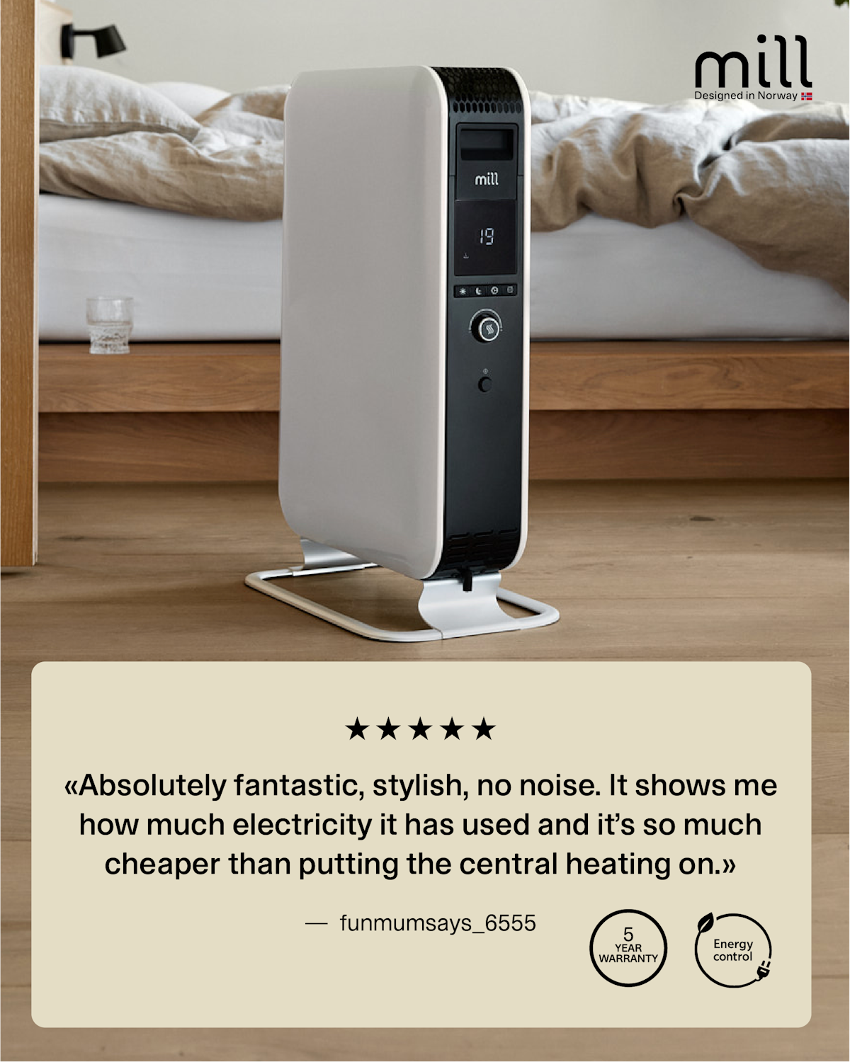 Mill Gentle Air WiFi Oil filled radiator 2000W - white