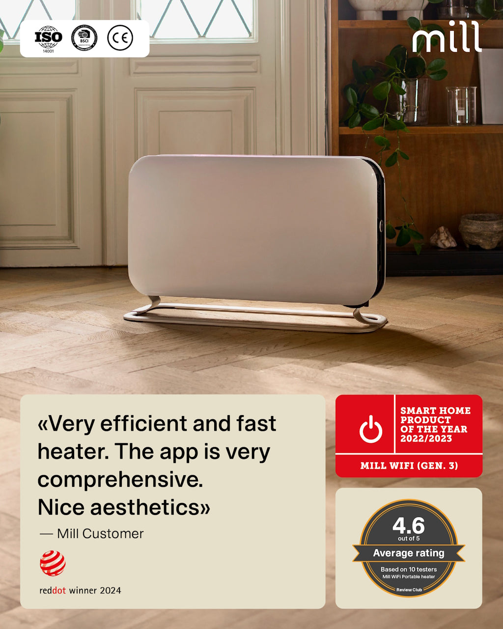 Chauffage portable Mill WiFi Max 1500W - blanc