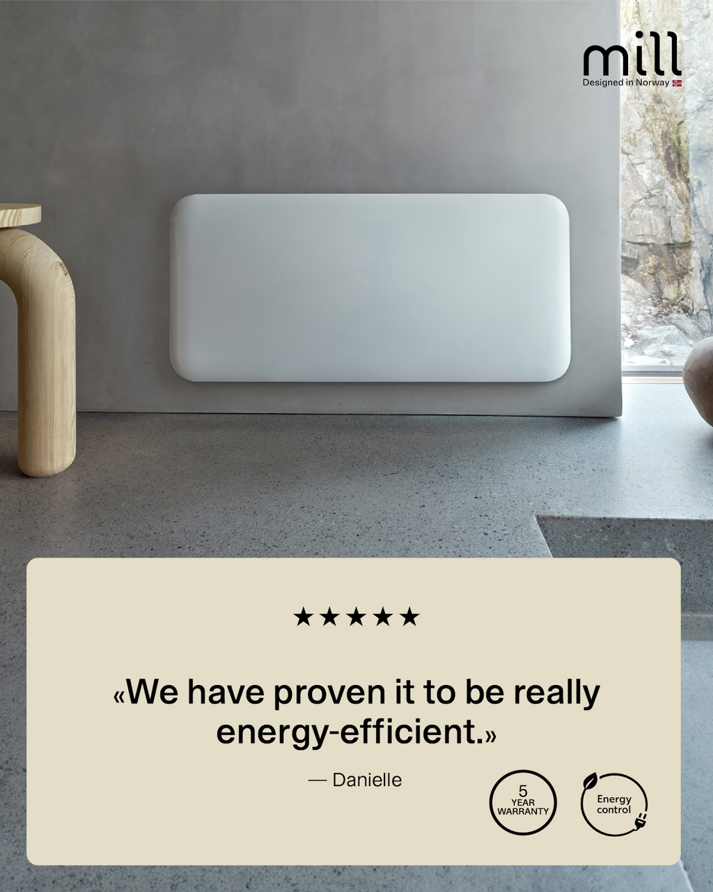Mill Invisible Smart WiFi Panel Heater 1500W Dual Usage - white