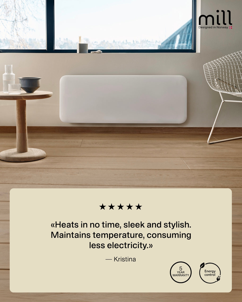 Mill Invisible Smart WiFi Panel Heater 2000W - white