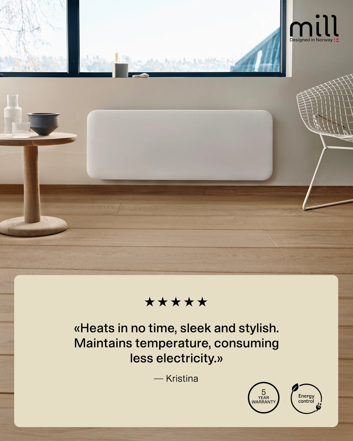 Mill Invisible Smart WiFi Panel Heater 2000W - white
