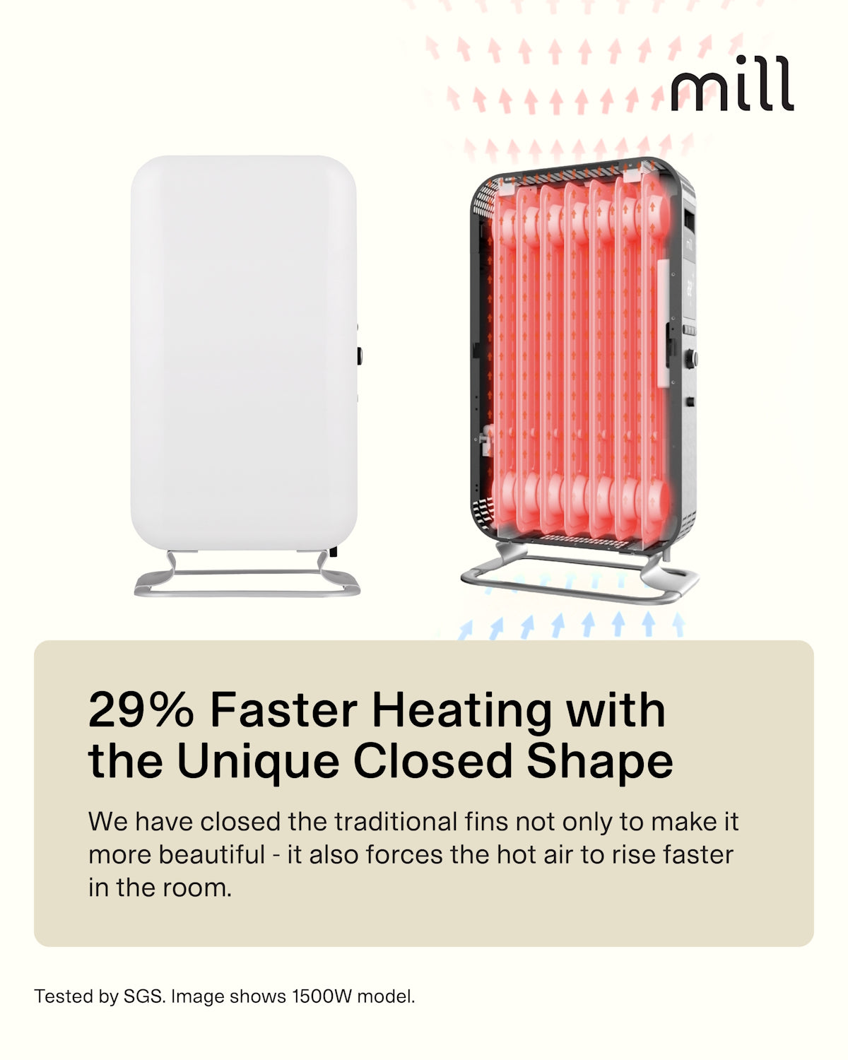 Mill Gentle Air Oil filled radiator 1000W - black