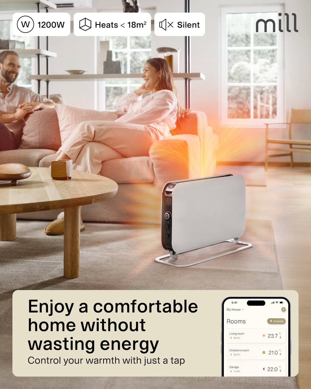 Mill WiFi Portable Heater 1200W - white