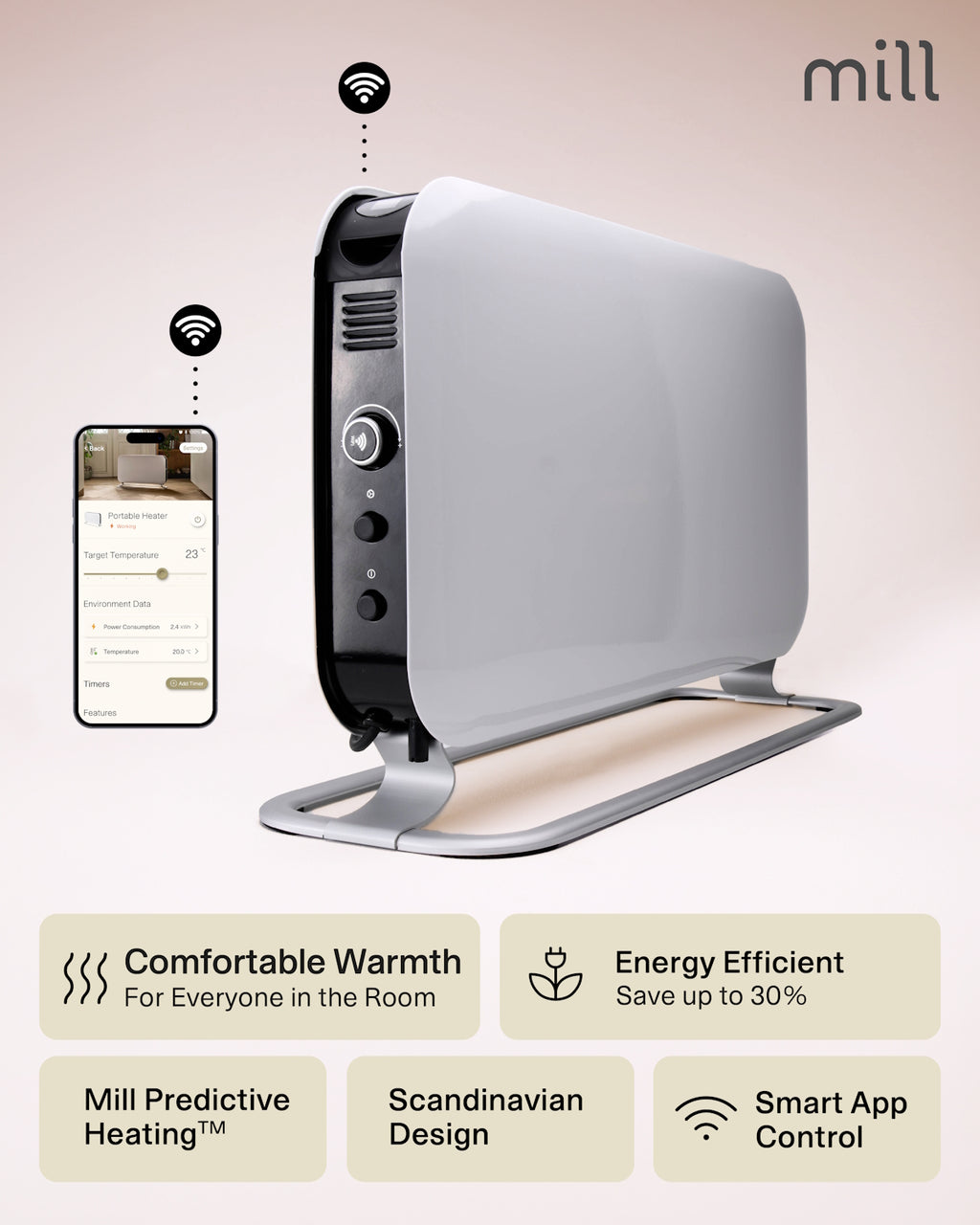 Mill WiFi Portable Heater 1200W - white