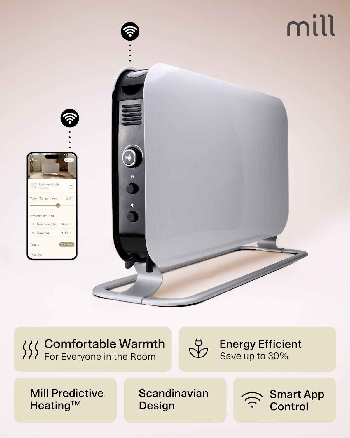 Mill WiFi Portable Heater 1200W - white