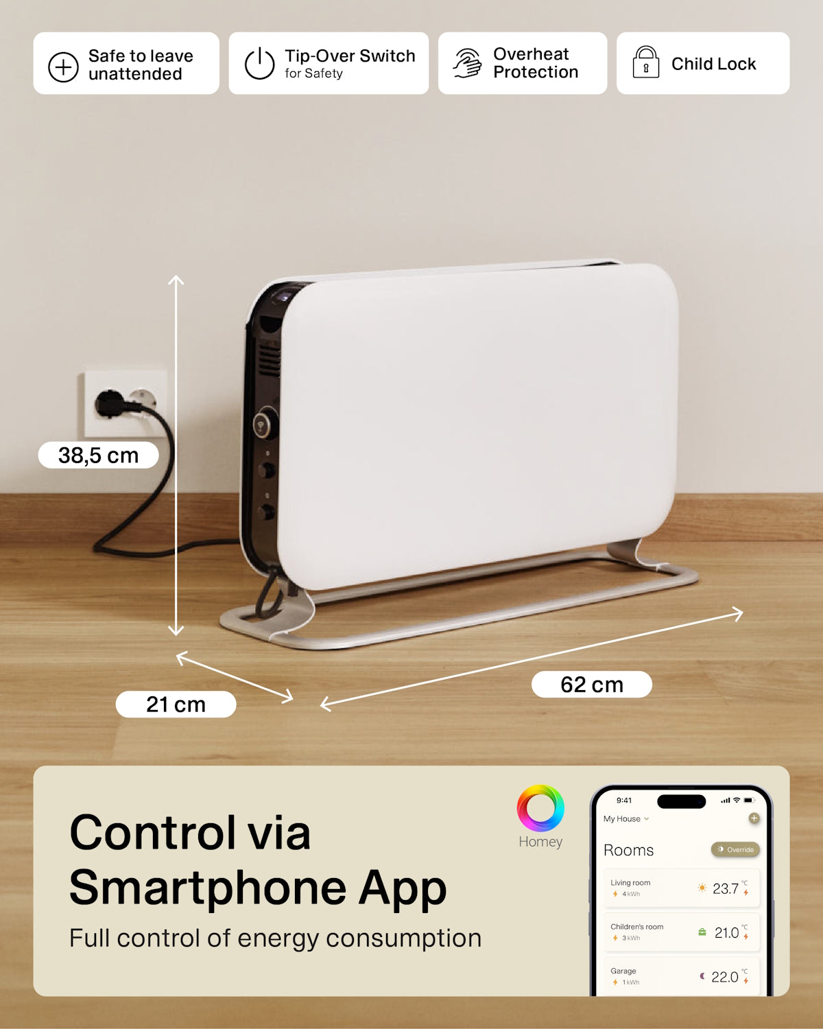 Mill WiFi Portable Heater 1200W - white