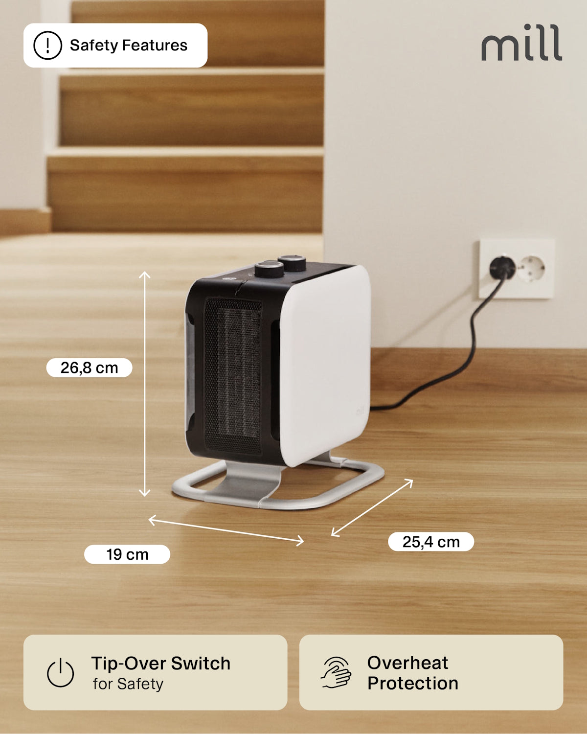 Mill Compact Fan Heater 1800W - white